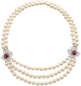 Marianne Ostier Burma Ruby Diamond Cultured Pearl Platinum Necklace Heritage Auctions USED 041823 283x300 1