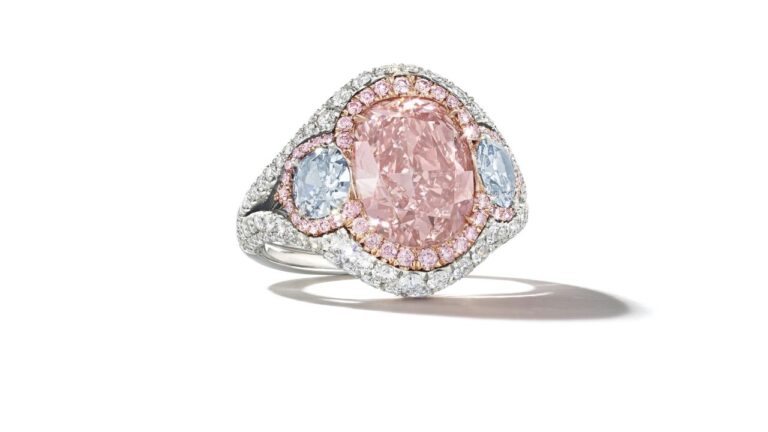 Christies NY pink diamond ring surrounded by diamonds USED 060823 768x432 1