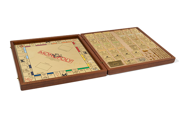 Sidney Mobell 23k gold plated gem set Monopoly game
