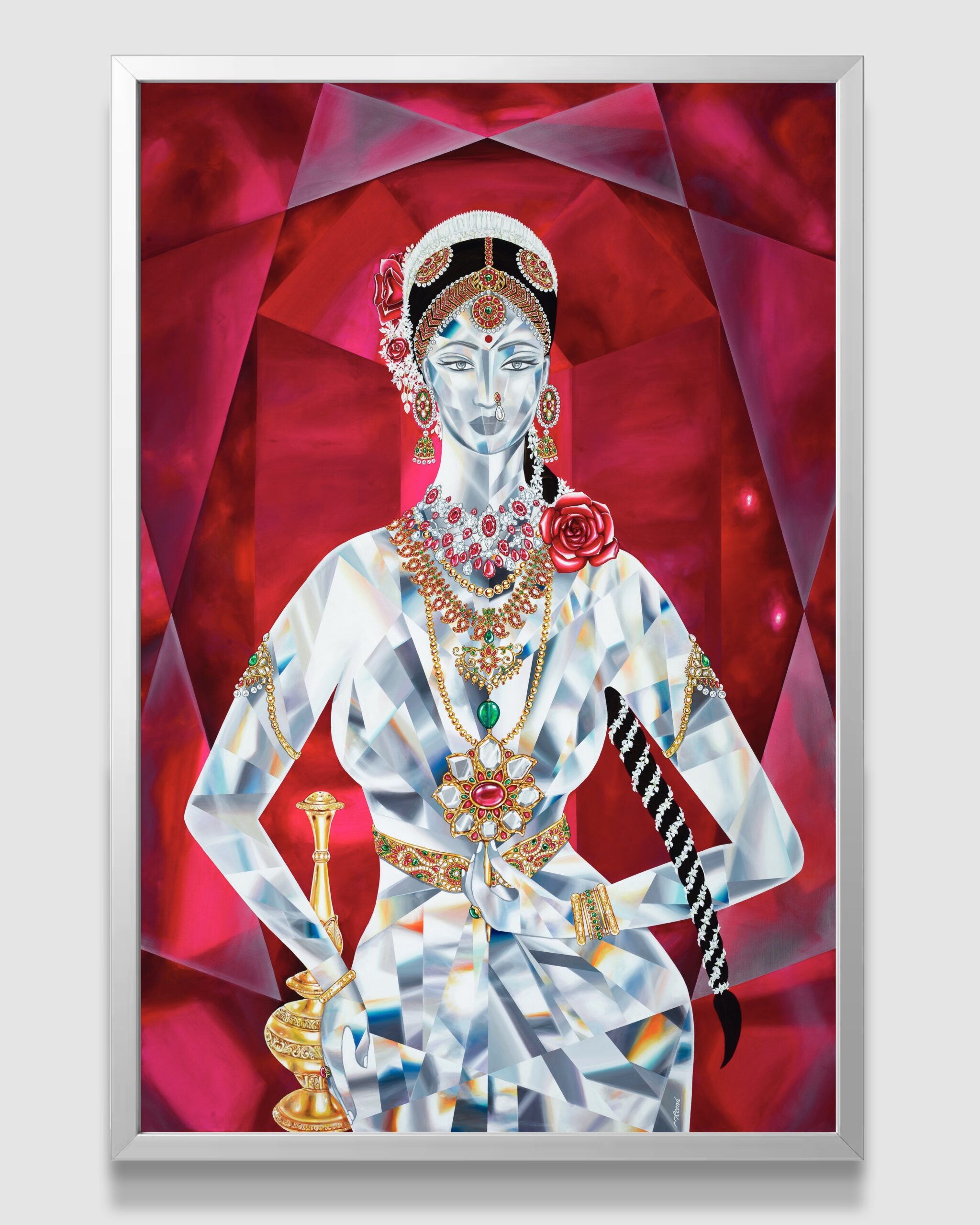 Artist Reena Ahluwalia Royal Mysore Maharani of Mysore gemstone and diamond painting scaled