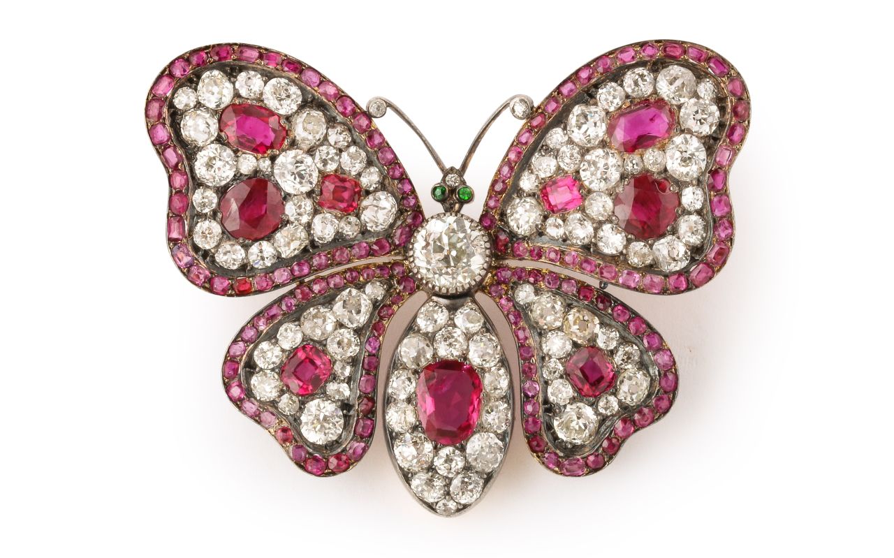 04 A La Vieille Russie Ruby and diamond butterfly brooch pendant Photo Credit alvr.com 1