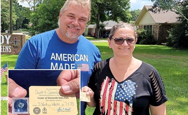 زوجان يعثران على ماسة نادرة وزنها 3.36 قيراط خلال عطلة في أركنساس